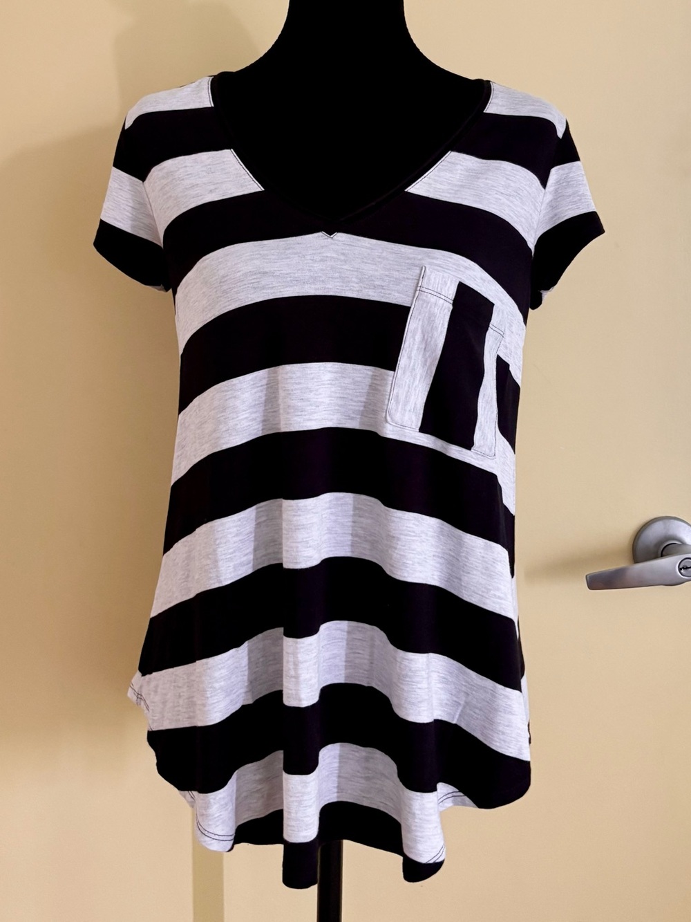 H by Bordeaux Striped Asymmetrical T shirt Top size S